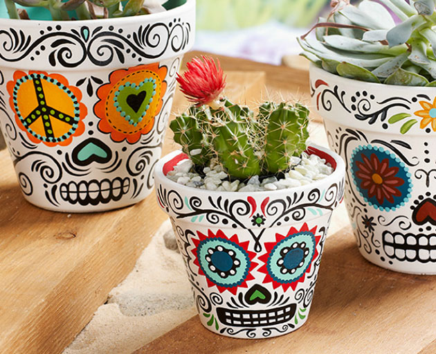 Macetas calavera mexicana