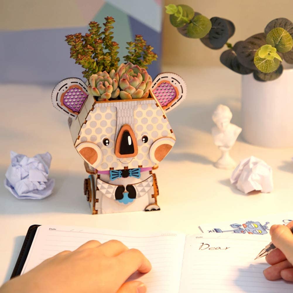 Maceta de madera koala DIY