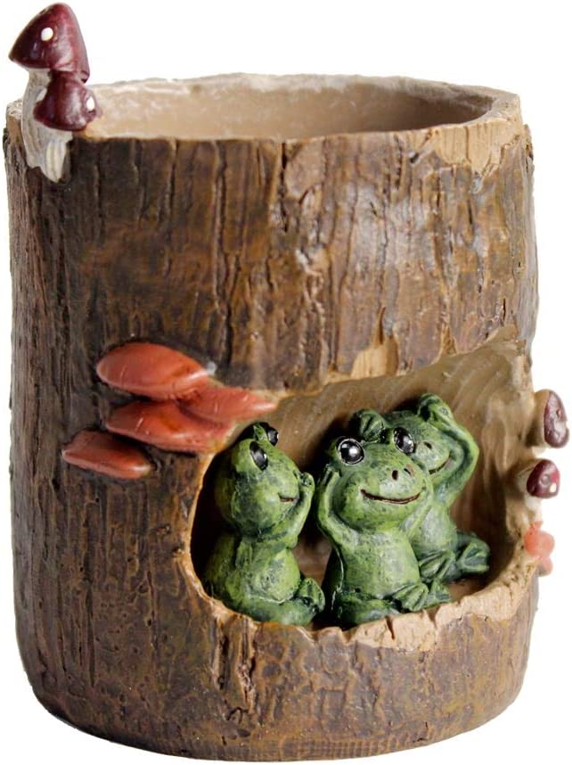 Mini maceta de tronco con ranitas