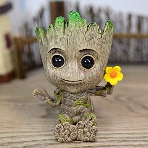 Mini Groot maceta con flor