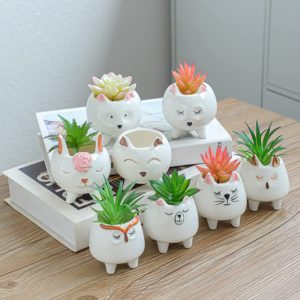 Macetas de gatos animados de cerámica